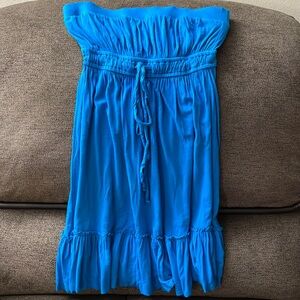 Blue strapless sundress